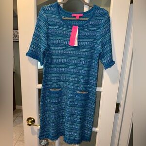Lilly Pulitzer blue tweed dress, Large, NWT
